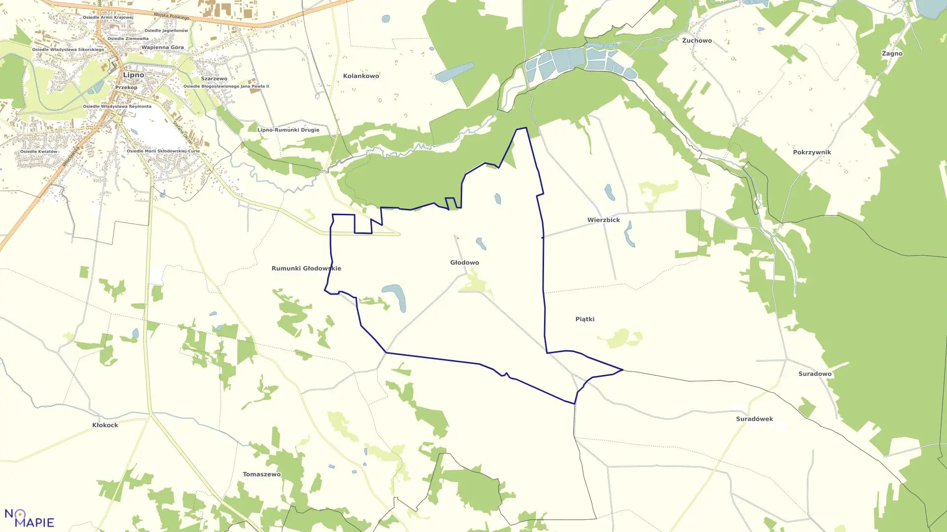 Mapa obrębu GŁODOWO w gminie Lipno