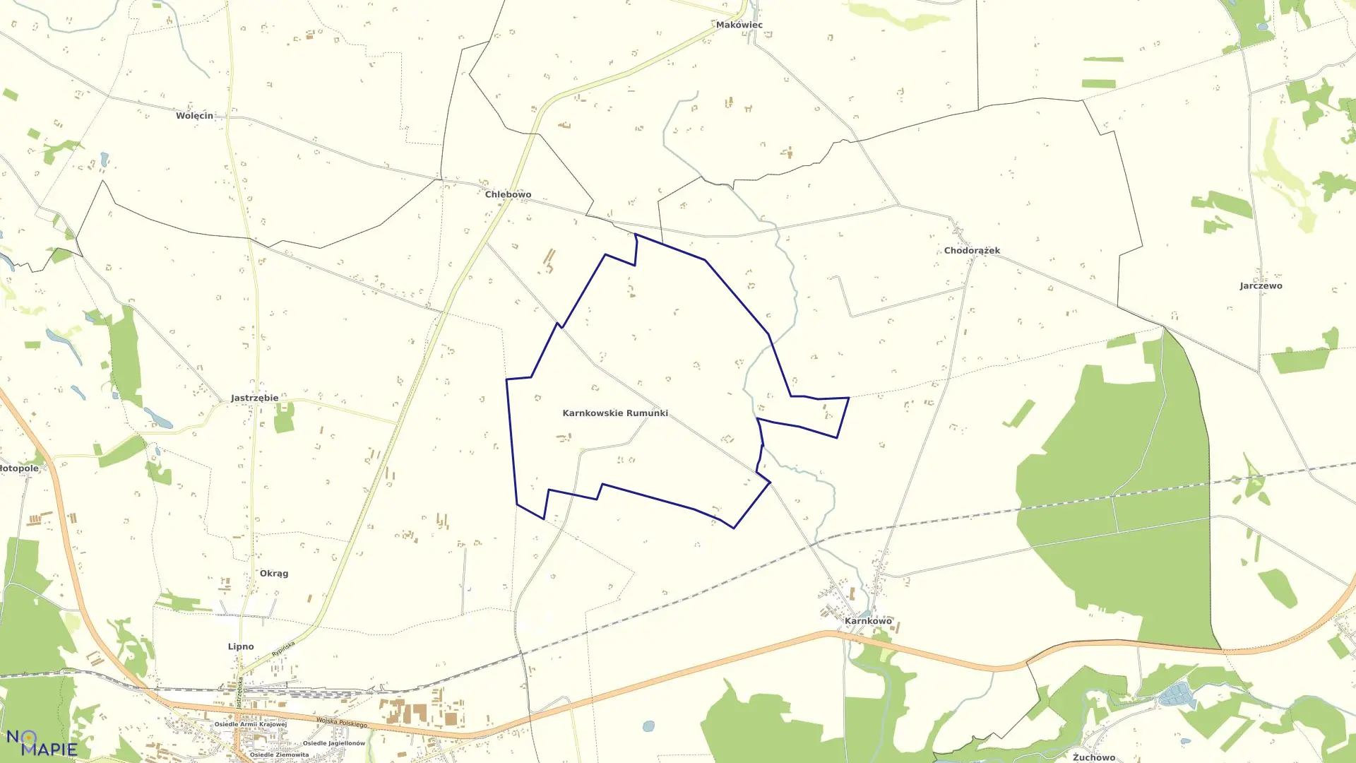 Mapa obrębu KARNKOWSKIE RUMUNKI w gminie Lipno