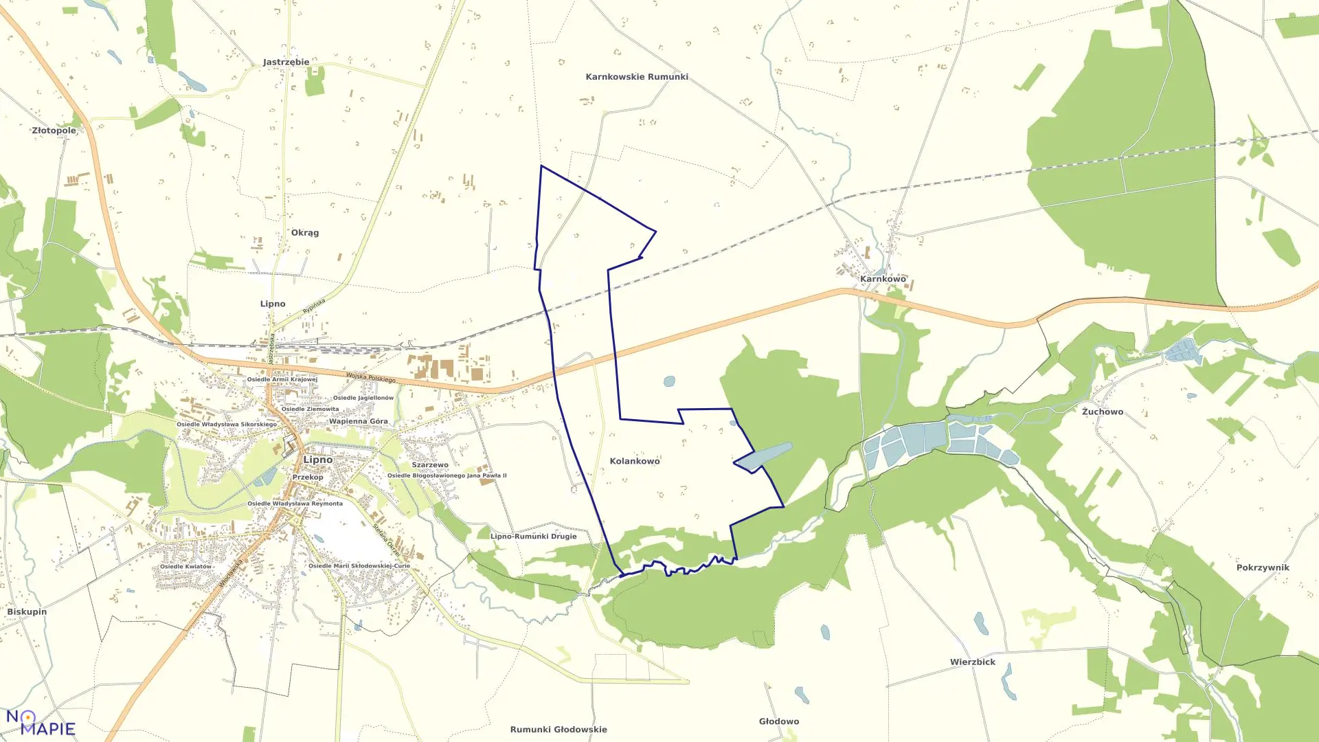 Mapa obrębu KOLANKOWO w gminie Lipno