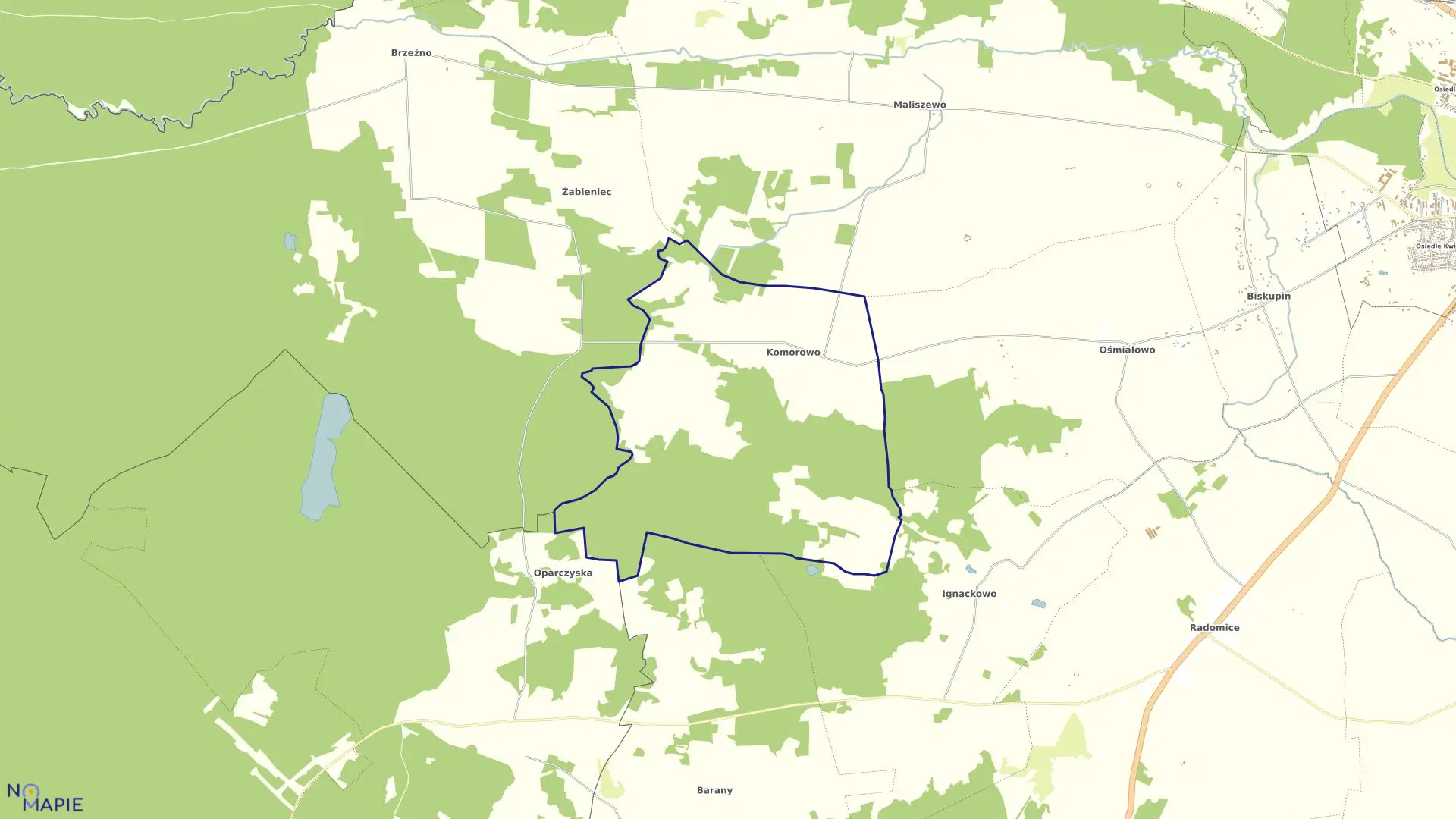 Mapa obrębu KOMOROWO w gminie Lipno