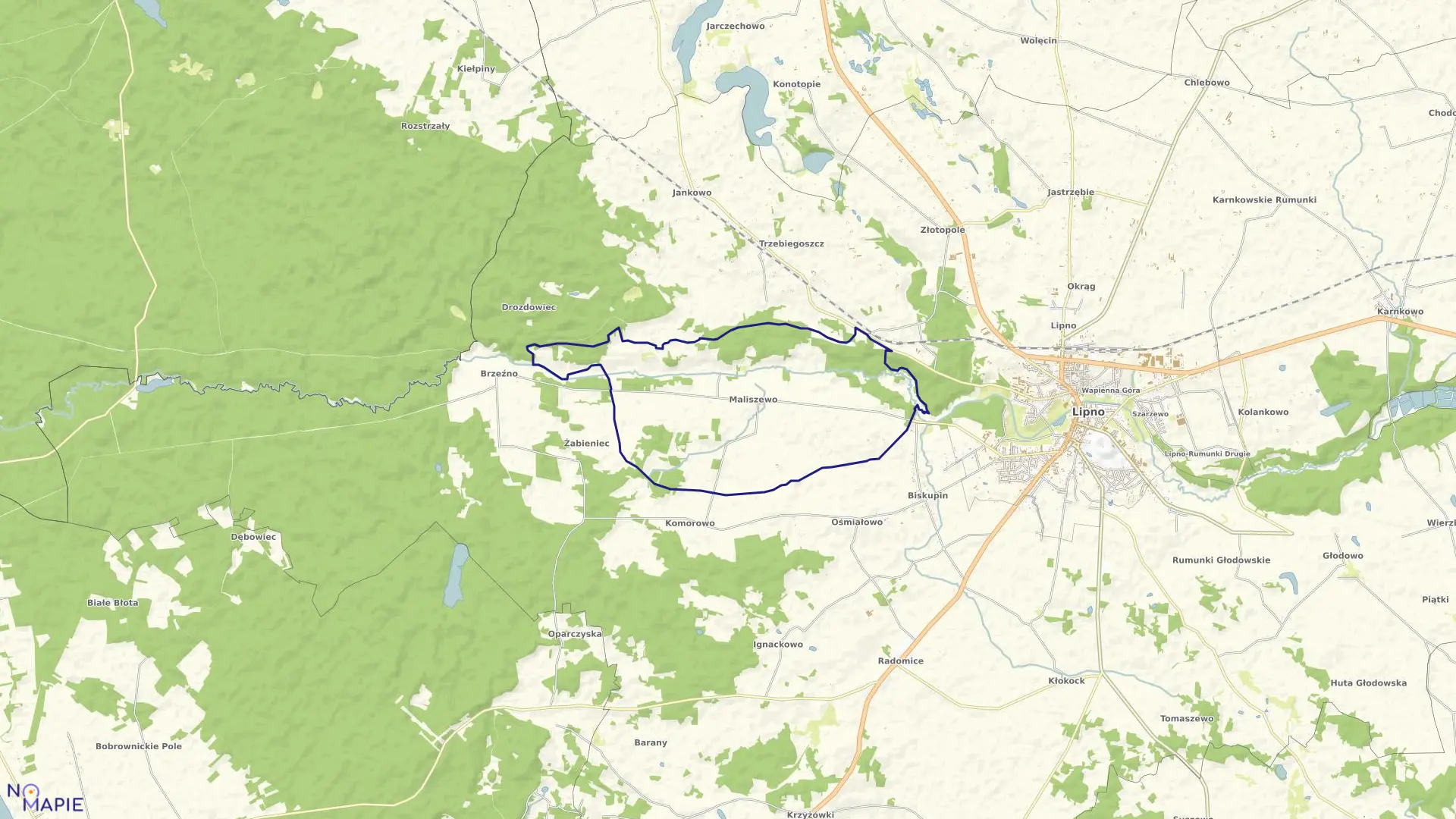 Mapa obrębu MALISZEWO w gminie Lipno