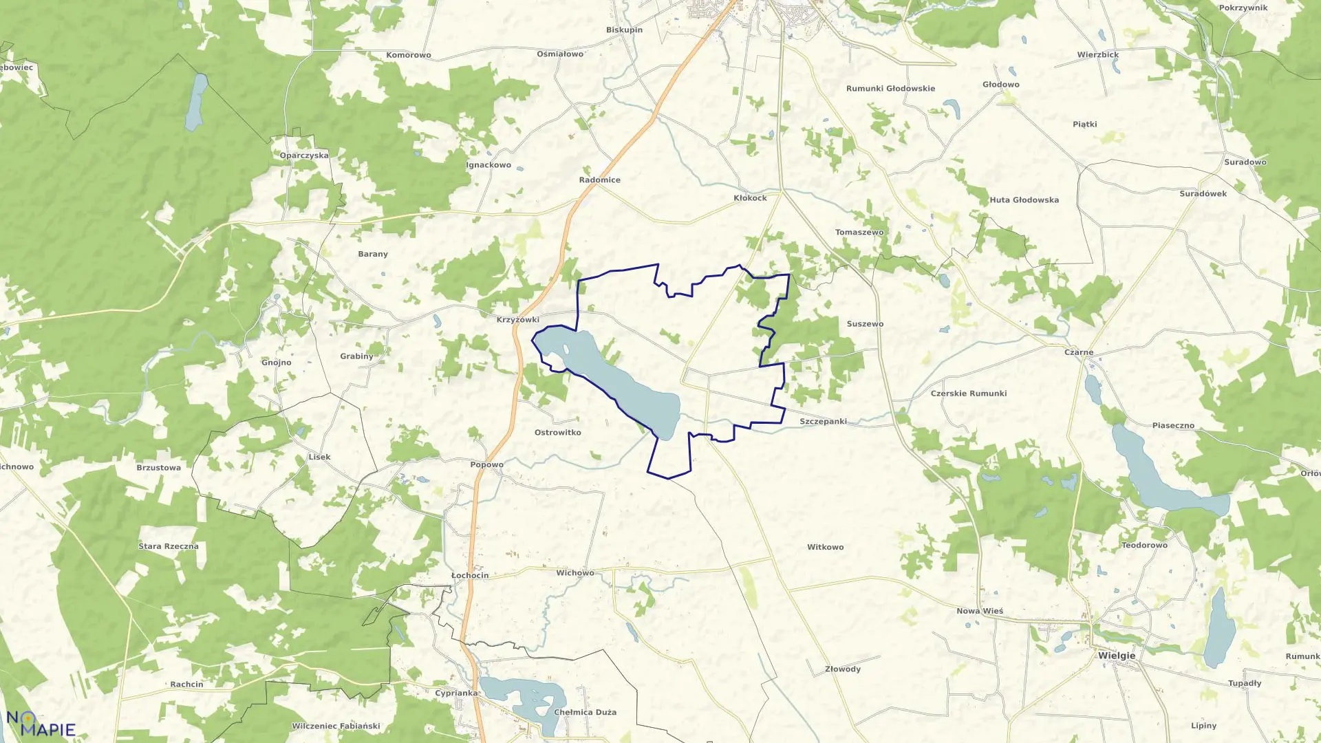 Mapa obrębu OSTROWITE w gminie Lipno