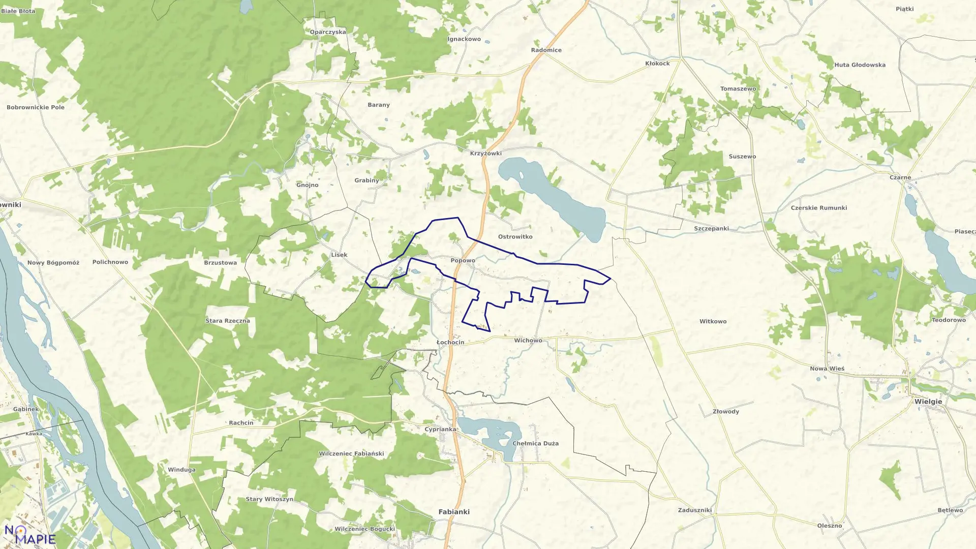 Mapa obrębu POPOWO w gminie Lipno